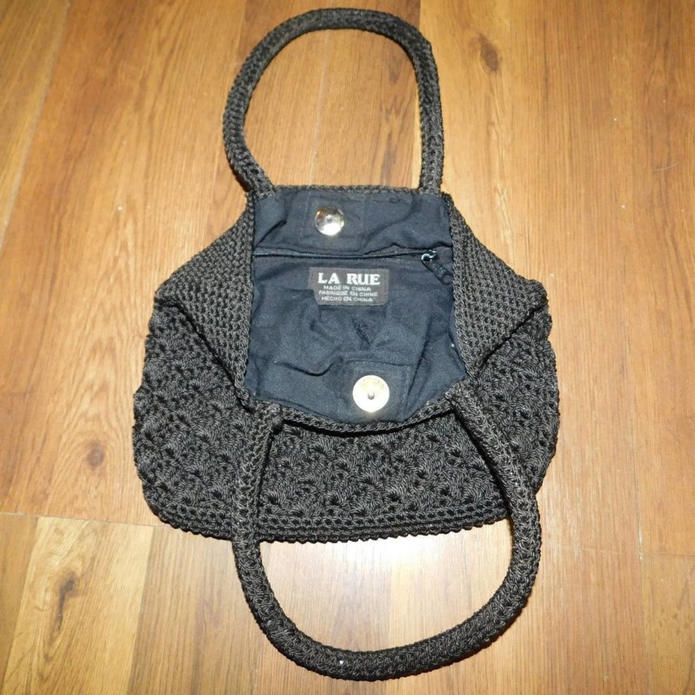 Black Crochet Bag by La Rue snap closure